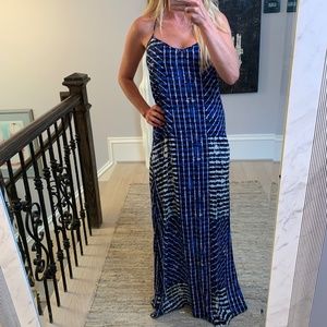 Tart Blue Printed Maxi Dress, Size Small